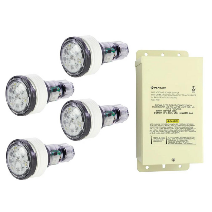 Pentair MicroBrite LED Lights Combo Kit, 4-Pack, White, 100' Cable (602135)