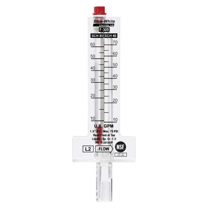 Blue White F-300 Series 8" PVC Flowmeter 300-2200 GPH F-30800P