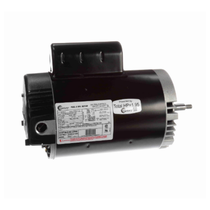 Century 1.5HP Pump Motor 1 Ph 230V Y56J B2977 by Century comes with attached data and specification labels, stainless steel components for increased durability, and ball bearings to enhance performance. Its energy-efficient design ensures optimized functionality across various applications.