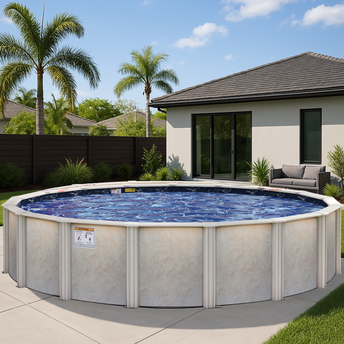 52"/54" Rio Grande Round Steel Pool Kit with Skimmer & Liner - 8" Rails
