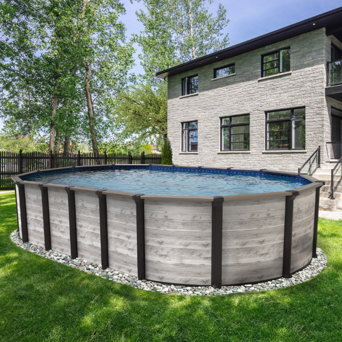 Trevi Costa 52" Oval Steel Pool Kit with Skimmer - 6" Rails