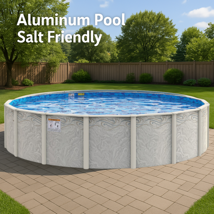 52"/54" Delta Dream Round Aluminum Pool Kit with Skimmer & Liner - Salt Friendly - 8" Rails
