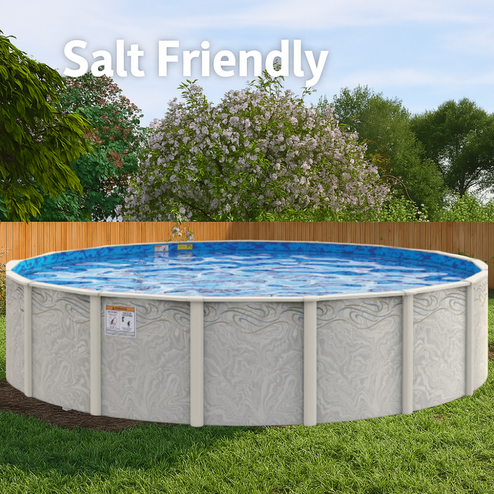 52" Marsh Majesty Round Resin Pool Kit with Skimmer & Liner - Salt Friendly - 8" Rails