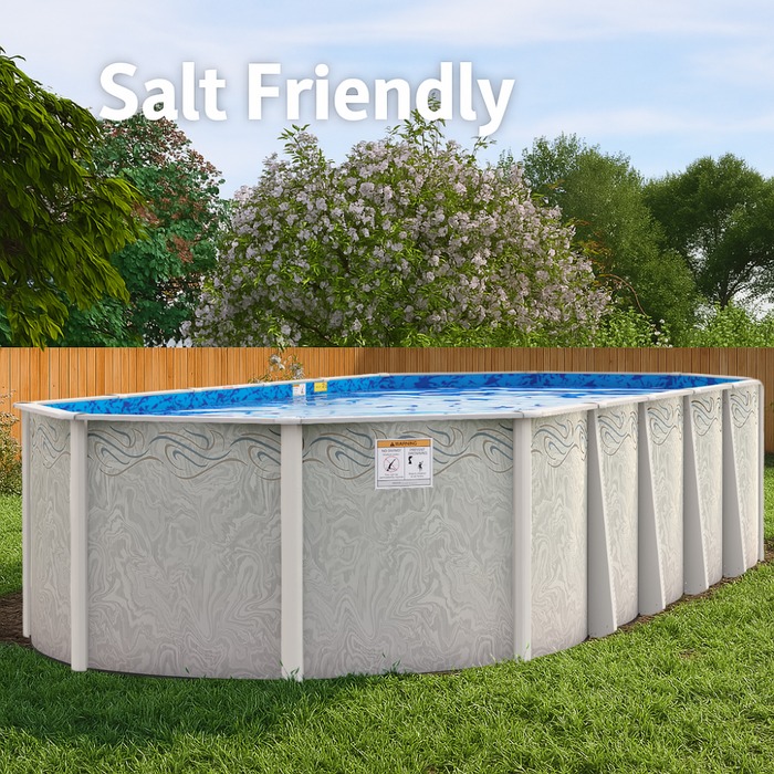 52" Marsh Majesty Oval Resin Pool Kit with Skimmer & Liner - Salt Friendly - 8" Rails