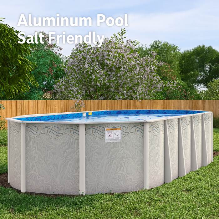 52"/54" Delta Dream Oval Aluminum Pool Kit with Skimmer & Liner - Salt Friendly - 8" Rails