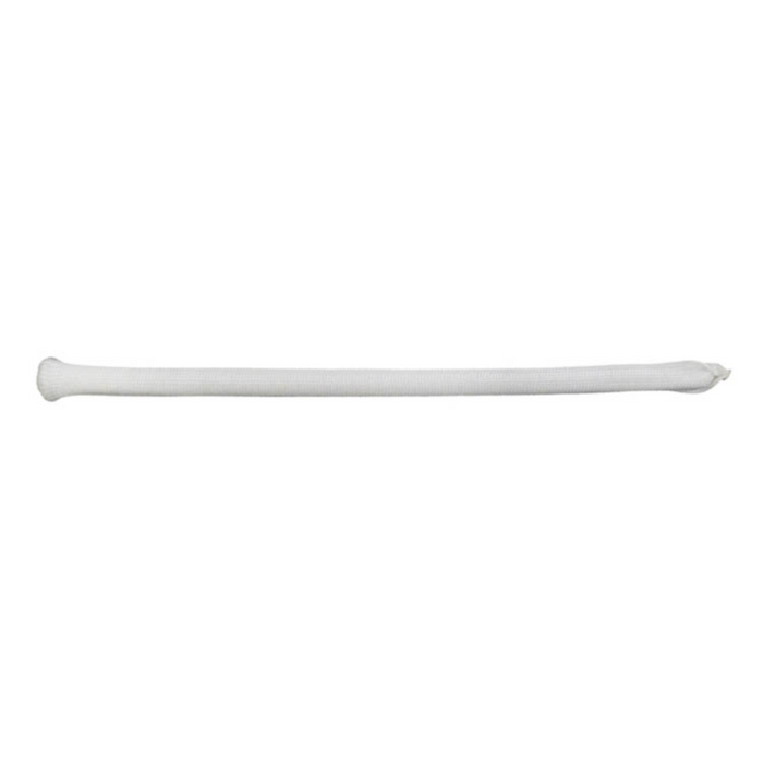 A long, white, cylindrical object with a slight bulge at one end, resembling the Hayward ECX1031PAK5EACH Flex Tube 13-3/8" Long for D.E. Filter by Hayward.