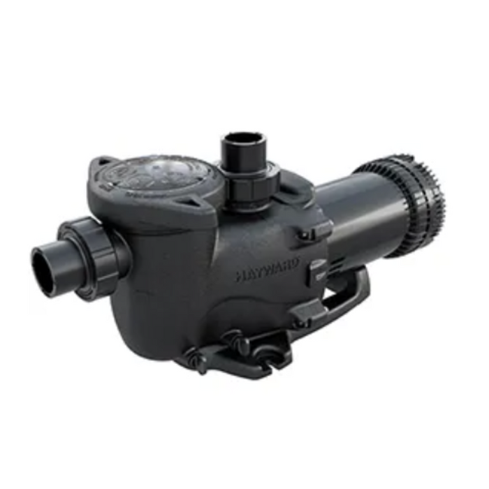 Introducing the Hayward W3SP2315X20XE MaxFlo XE Pump, a black, cylindrical pool pump by Hayward. This 2.25HP multi-speed pump features an enclosed motor and attached piping connectors, ensuring optimal performance with significant energy savings.