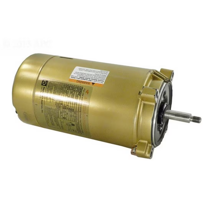 A Hayward SPX1605Z1M Maxrate 3/4HP Motor, featuring specifications and warnings on the side, exhibits a cylindrical shape and protruding shaft—ideal for replacing a motor in Hayward MaxFlo, Super Pro, and Super II Pumps.