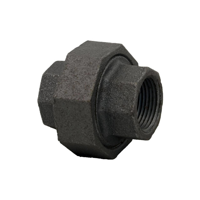 A dark metal pipe fitting with a hexagonal nut shape, similar to those in the Pentair 38404-4097S Union Burner System for Mastertemp Heater by Pentair Pool, displayed against a white background.