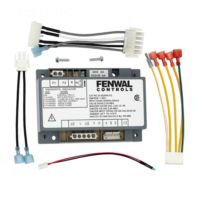 Pentair Pool's Pentair 476223 Ignition Control Module Replacement Kit includes wiring harnesses, connectors, and a diagnostic label for the Max-E-Therm® Heater.