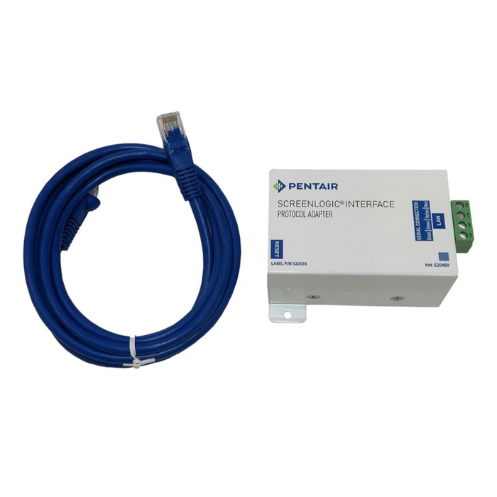 The Pentair Pool 520500 Screenlogic 2® Wireless Interface Kit - Protocol Adapter seamlessly integrates with IntelliTouch Control Systems, offering a reliable connection.