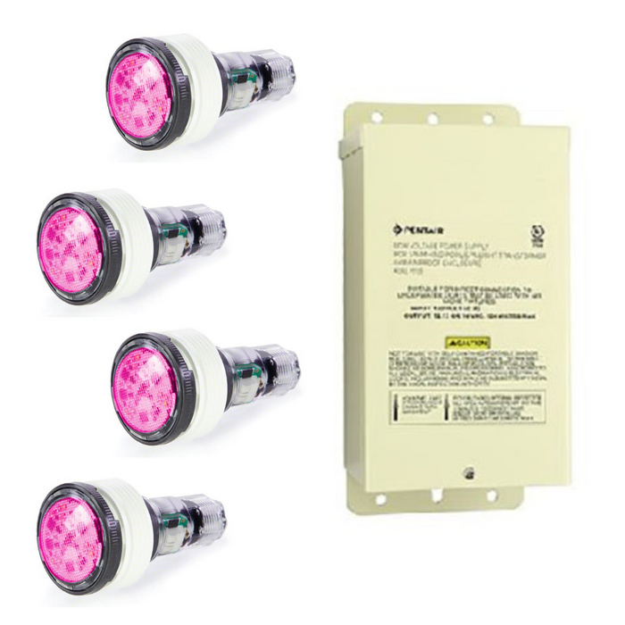 Pentair MicroBrite LED Lights Combo Kit, 4-Pack, Multi-Color, 100' Cable (602133)
