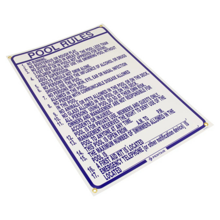 Pentair R234100 Pool Rules Sign