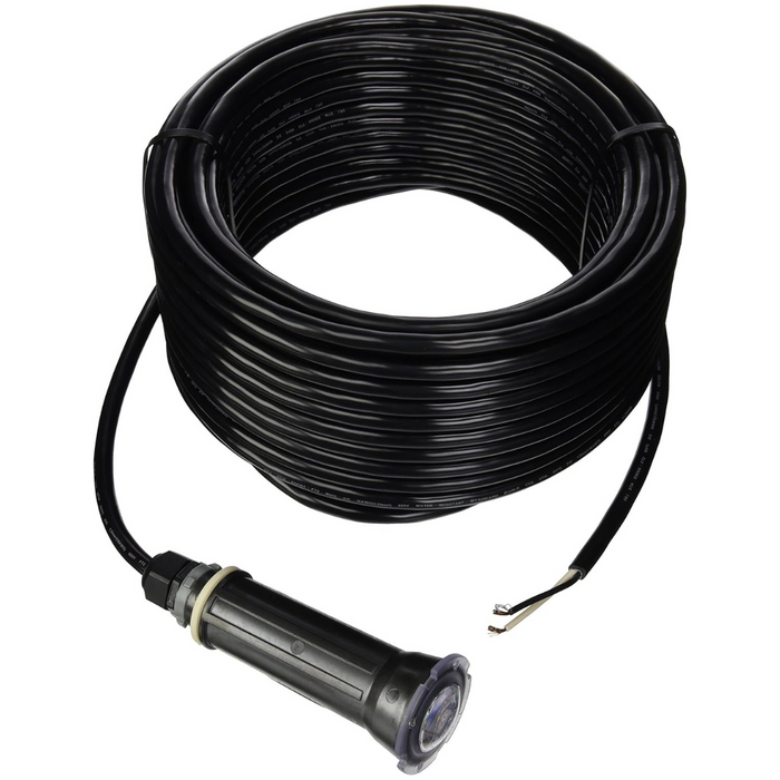 Black coiled cable with a plug connector, ideal for connecting Pentair Pool’s GloBrite Multi-Color LED pool and spa lights, shown on a white background.