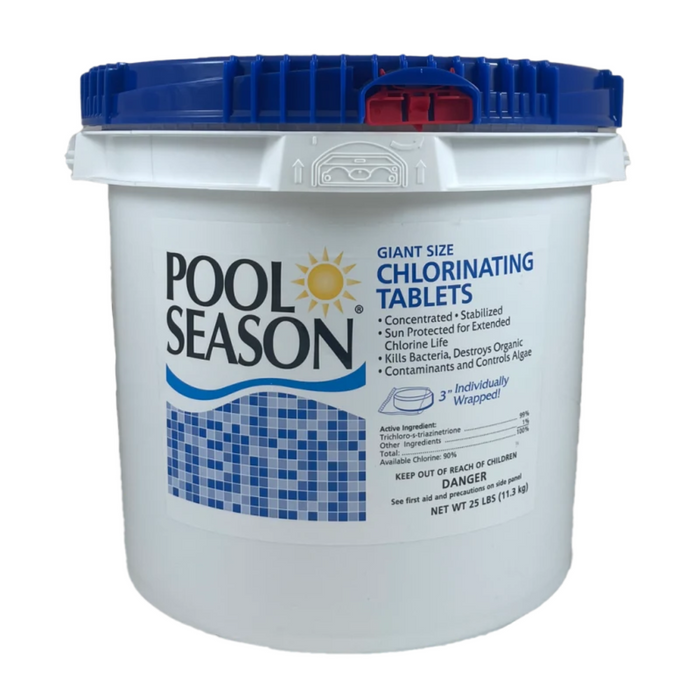 Pool Season 3" 8oz Chlorinating Tablets, Wrapped, 25 lb Bucket, HGH-50-3725