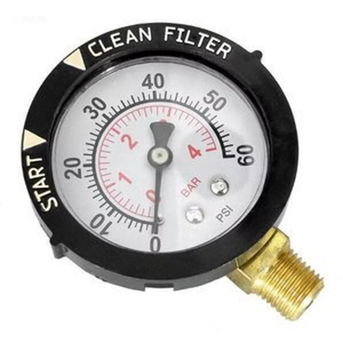 Pentair 190058Z 1/4" 0-60 PSI Top Mount Pressure Gage with Indicator