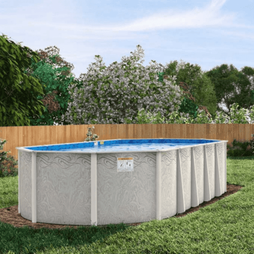 18' x 33' x 52" Oval Silver Interlude Resin Frame Pool with Skimmer – 8" Rails, No Liner – Vita Pool Supply