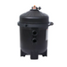 The Hayward 36 Sq Ft ProGrid Vertical Grid DE Pool Filter W3DE3620, designed to accommodate up to 20,000 gallons, showcases a sleek black finish with a round top featuring two front pipe connections. It effectively utilizes diatomaceous earth for efficient filtration and pristine water clarity.