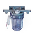 Clear water filter housing with mounting bracket and attached wires, compatible with the Pentair Pool's 522622 IntelliChem Controller - Acid and Chlorine Tanks and Tank Mounted Pumps for precise chemical management.