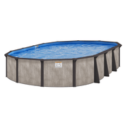 52"H Lagoon Luxe Oval HYBRID Resin/Steel Pool Kit with Skimmer & Liner - 8" Rails - Vita Pool Supply