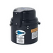 The Air Supply of the Future Silencer Air Blower, known for its quiet performance, features a cylindrical black design with a blue and white label, a warning sticker, and multiple connectors.