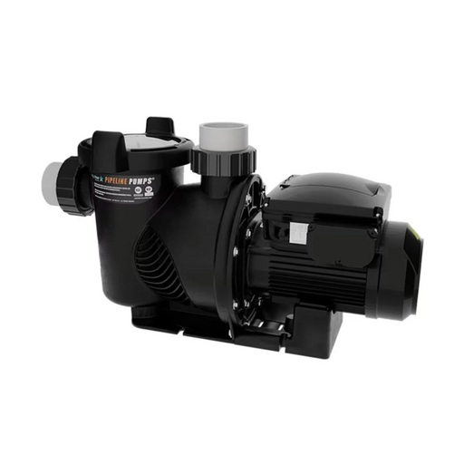 The AquaStar Pool Products AquaStar 1.5HP PLP150S Variable Speed Smart Pipeline Pump, featuring connected pipes and efficient filters, is showcased on a white background, designed to minimize energy consumption.