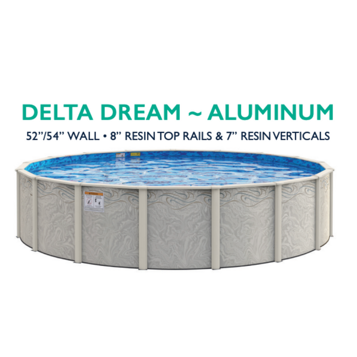 Delta Dream Oval Aluminum Pool Kit with Skimmer & Blue Liner - Salt Friendly -  52"/54" Wall