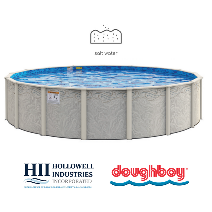 Delta Dream Round Aluminum Pool Kit with Skimmer & Blue Liner - Salt Friendly -  52"/54" Wall