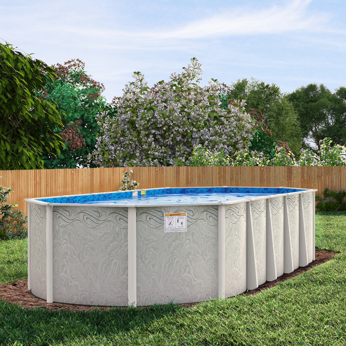 Delta Dream Round Aluminum Pool Kit with Skimmer & Blue Liner - Salt Friendly -  52"/54" Wall