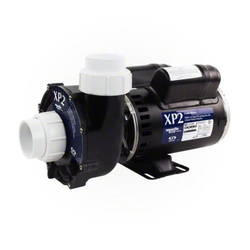 A Gecko Alliance Gecko Aqua-Flo XP2 2.5 HP Spa Pump with a 48-frame design, featuring a white pipe connector and product label.