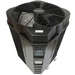 Gulfstream's HE150RA is a black outdoor air conditioning unit featuring a fan and side control panel, optimized for efficiency with R-410A refrigerant.