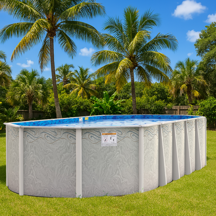 52"/54" Bay Burst Oval Resin Pool Kit with Skimmer & Liner - 8" Rails