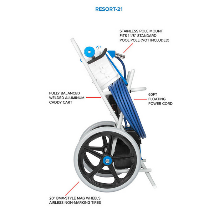 Hammerhead Resort-21 Pool Vacuum Cleaner – 21" Head, 60' Cord, Charger (No Battery)
