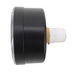Side view of a black round gauge with a threaded brass connector and white plastic-coated tip, resembling the precision found in the Hayward ECX2709A1 Pressure Gauge by Hayward.