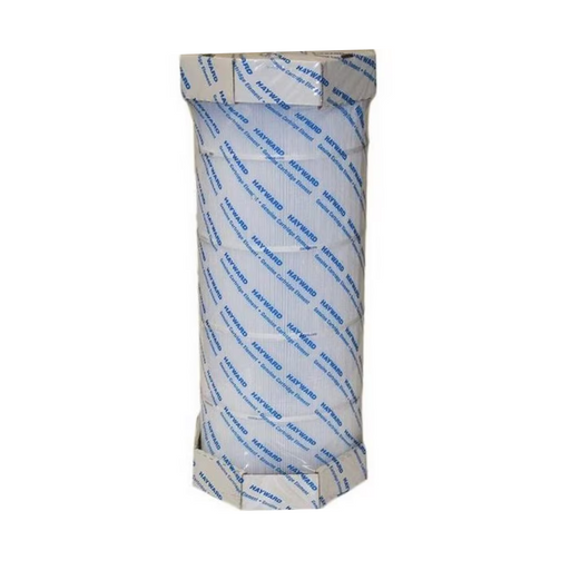A cylindrical mattress compressed and packaged in blue and white wrapping, akin to the compact design of a Hayward CCX1500RE Filter Cartridge, 150 Sq Ft, CC1500 Xstream by Hayward.