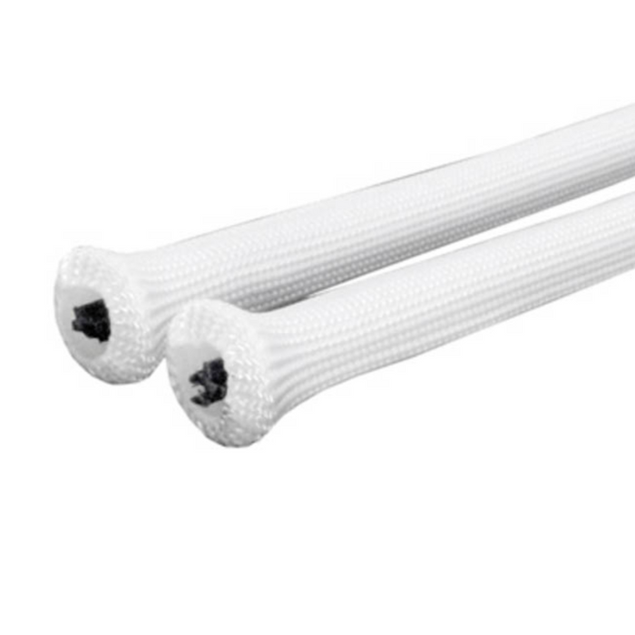 Two white, Hayward ECX1031PAK5 braided sleeving cables, each 13-3/8" long with black tips, arranged diagonally against a plain background.
