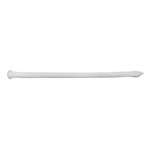A long, white, cylindrical object with a slight bulge at one end, resembling the Hayward ECX1031PAK5EACH Flex Tube 13-3/8" Long for D.E. Filter by Hayward.