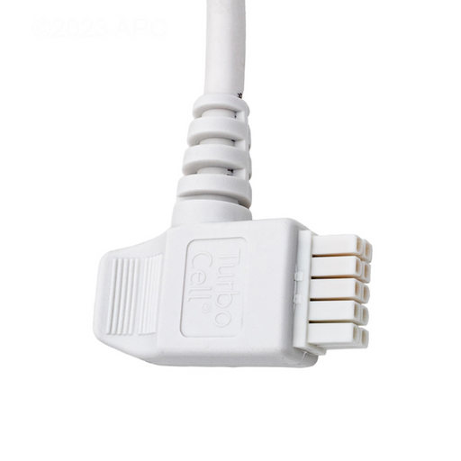 Hayward GLX-CELL-5-W Replacement Aqua Rite Chlorinator Cell for up to 20,000-gallon pools features a white Turbo Cell connector with four prongs on a short cable, making it ideal for Hayward salt systems.
