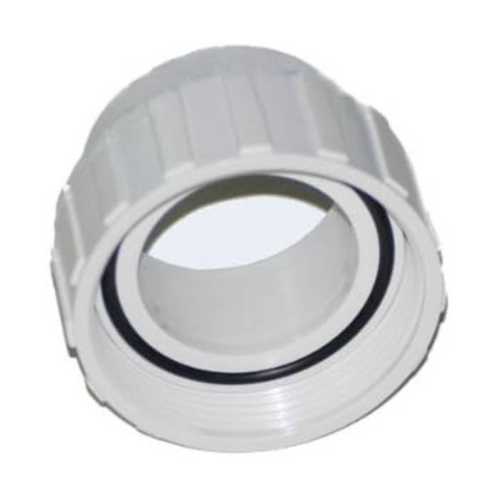 A Hayward GLX-CELL-UNION Pool Heater Union with a 2" tailpiece, nut, and O-ring, perfect for integrating into your handle assembly.