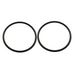 Two black rubber O-rings from the Hayward HAXFOR1930 ED1/ED2 Union O-Ring - 2 Pack are placed side by side on a white background, perfect for Induced Draft Heaters.
