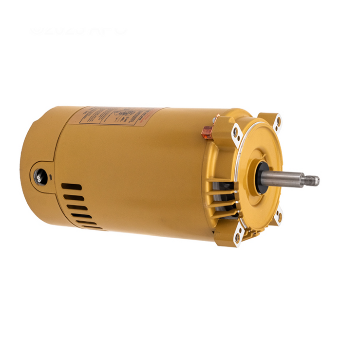 Hayward SPX1605Z1M Maxrate 3/4HP motor in yellow, featuring a visible label, cooling vents, mounting brackets, and a front-protruding shaft. Ideal for replacing the motor in Hayward Super Pump pool pumps.
