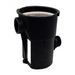 The Hayward SPX1500CAP PowerFlo Strainer Housing with Basket from Hayward is made of black plastic, features two side openings, and includes a white basket inside.