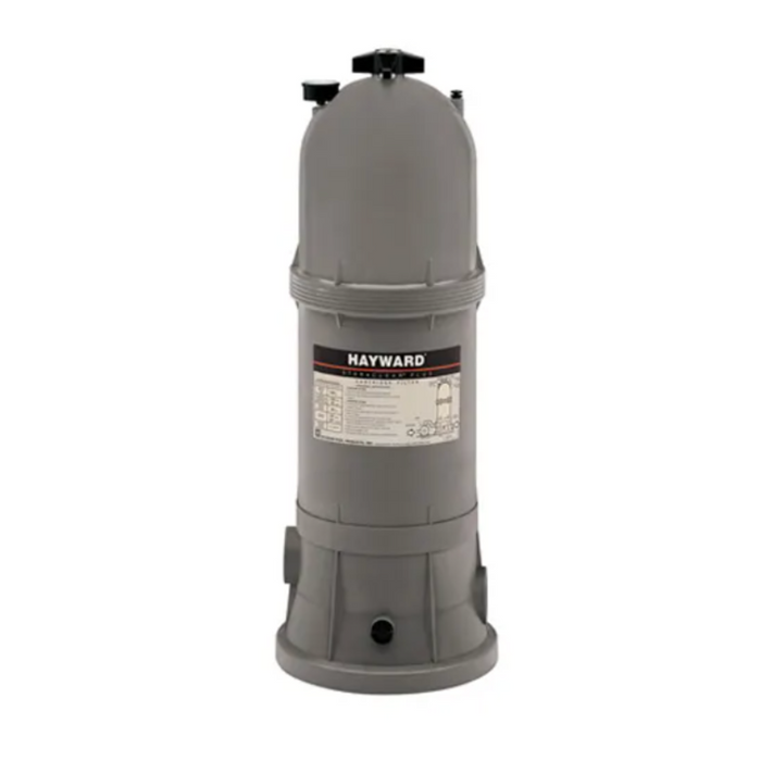 The Hayward W3C12002 StarClear Plus pool cartridge filter from Hayward, featuring a cylindrical shape and labeled specifications on the front, offers a filter capacity of 120 Sq Ft.