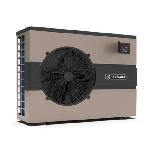 A rectangular Hayward W3HP50HA2 HeatPro Heat/Cool Pump for above-ground pools, featuring a large fan on the front and a control panel on the top right corner.