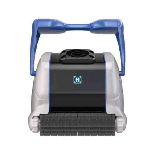 A Hayward W3RC9990CUB TigerShark QC Robotic Cleaner with a blue handle and a sleek, modern design, featuring 90-minute Quick Clean technology for efficient maintenance.