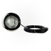 The Hayward W3SP0527SLED100 ColorLogic 4.0 LED Pool Light, featuring a clear lens and a 100-ft long coiled black cable on a white background, offers vibrant illumination with its patented Chromacore technology and stainless trim.