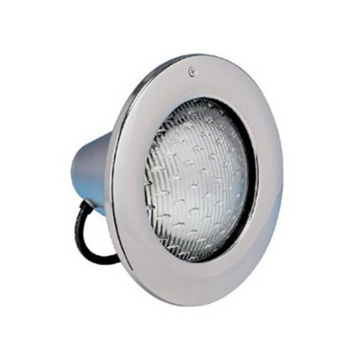 A round, recessed incandescent pool light fixture from Hayward W3SP0583SL100 AstroLite featuring a stainless steel trim and textured glass cover.