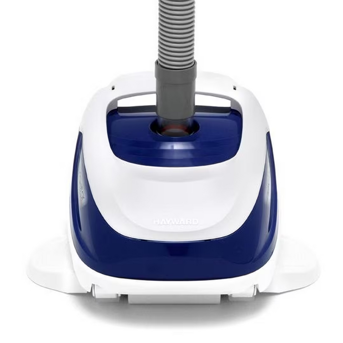 The Hayward W3925ADC Navigator Pro Suction Cleaner for Concrete/Gunite Pools is a blue and white automatic robotic pool cleaner featuring SmartDrive® technology and a convenient hose attached on the top.