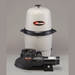 A Hayward W3CC15093S X-Stream 150 Sq. Ft. Cartridge Filter with a 1.5HP above ground pump, featuring a white body, black base, and attached pump, is showcased on a grey background.