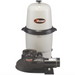 The Hayward W3CC15093S X-Stream 150 Sq. Ft. Cartridge Filter with a 1.5HP Above Ground Pump features a white and black design, bears the "Xstream" label on the upper container, and is specifically designed for above ground pools.